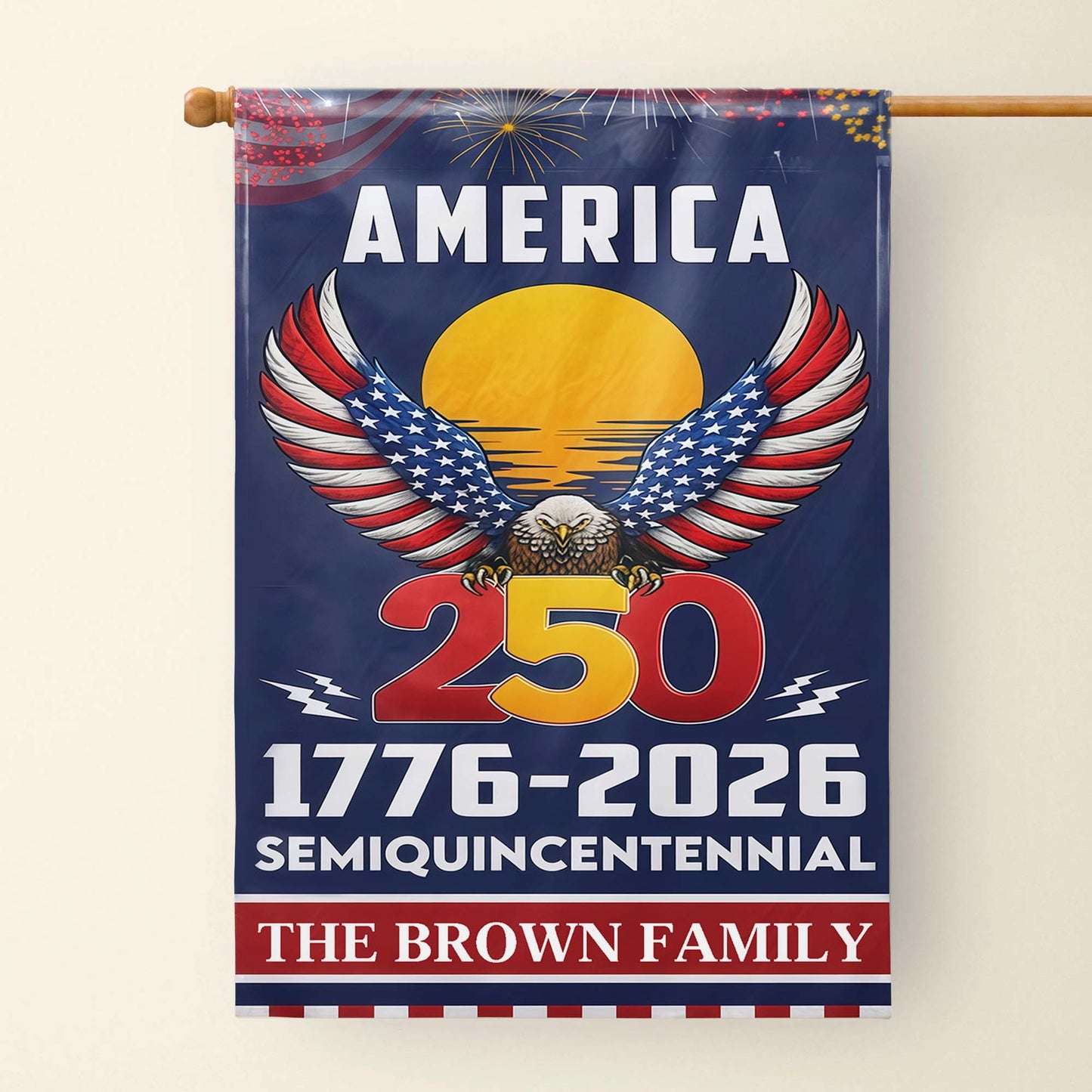 America Semiquincentennial With Bald Eagle And Flag Wings Our Family