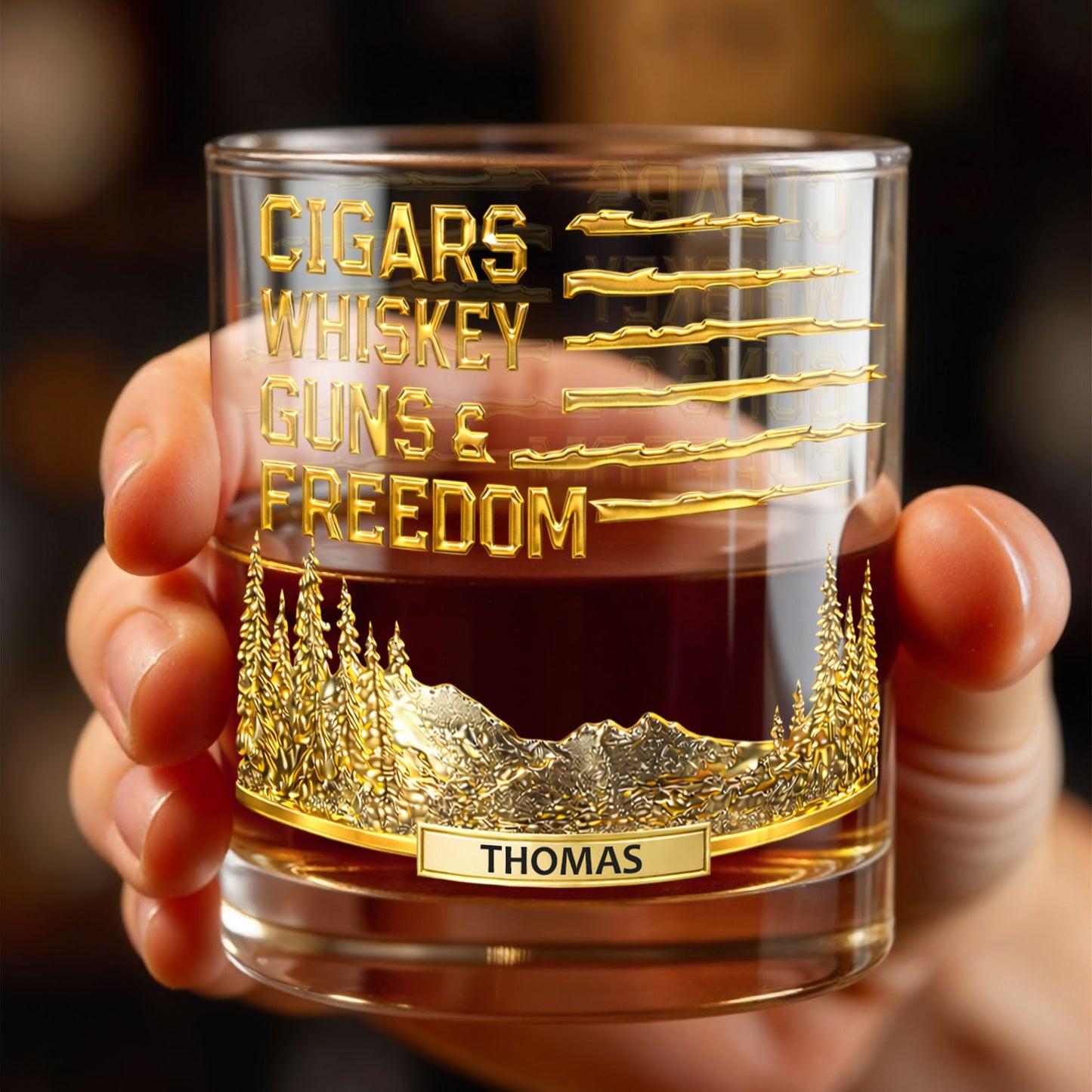 Cigars Whiskey Guns & Freedom Mountains And Pine Trees