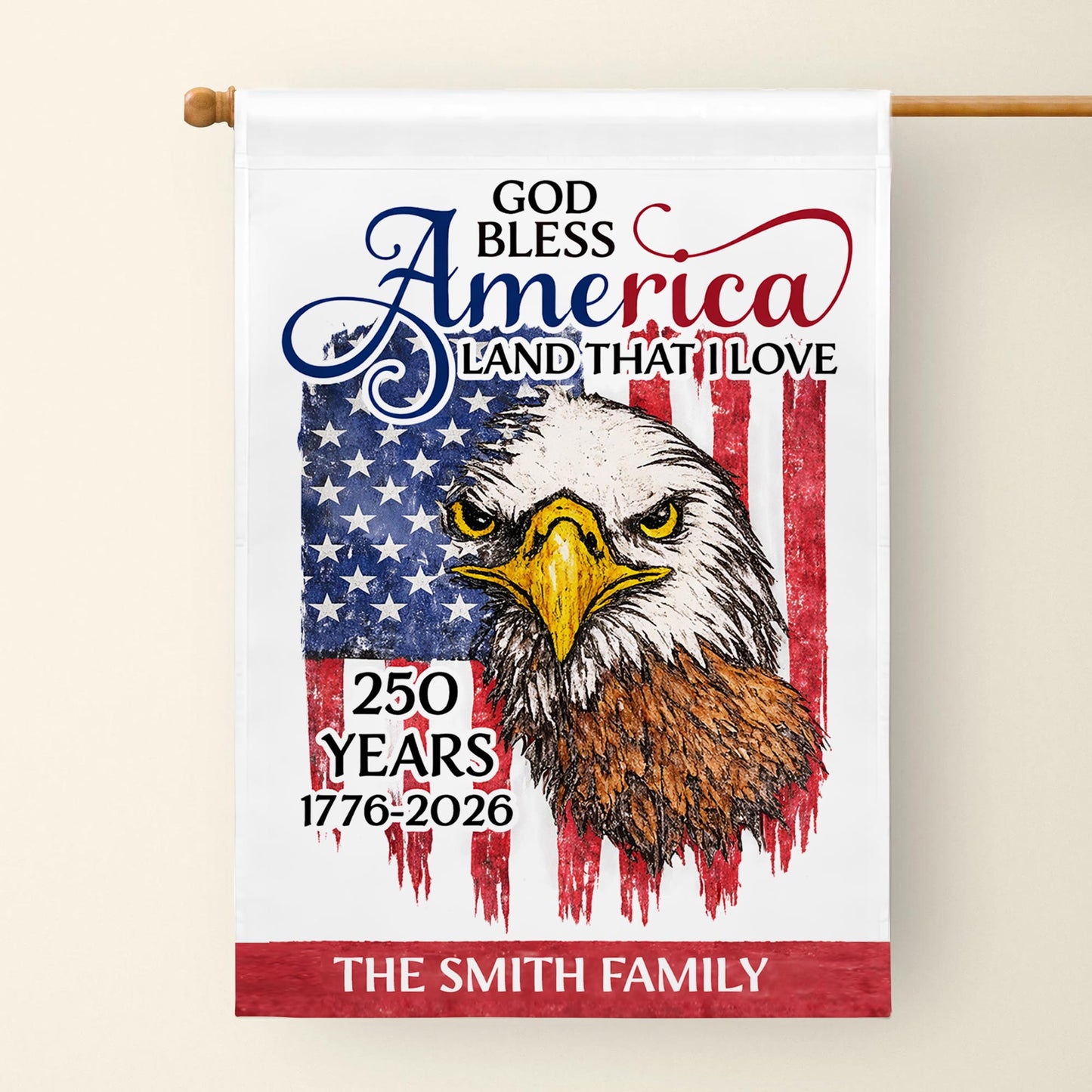 God Bless America Land That I Love Eagle Flag Anniversary Custom Family Name - Personalized Flag - INDE177_GAF