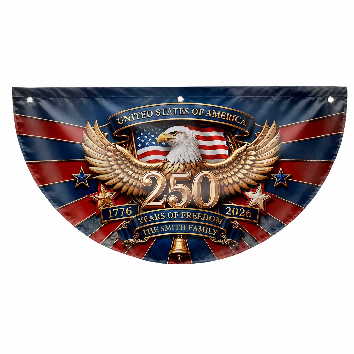 United States Of America Years Of Freedom Our Family Eagle Stars - Personalized Non-Pleated Fan Flag - INDE632_NOPFAF