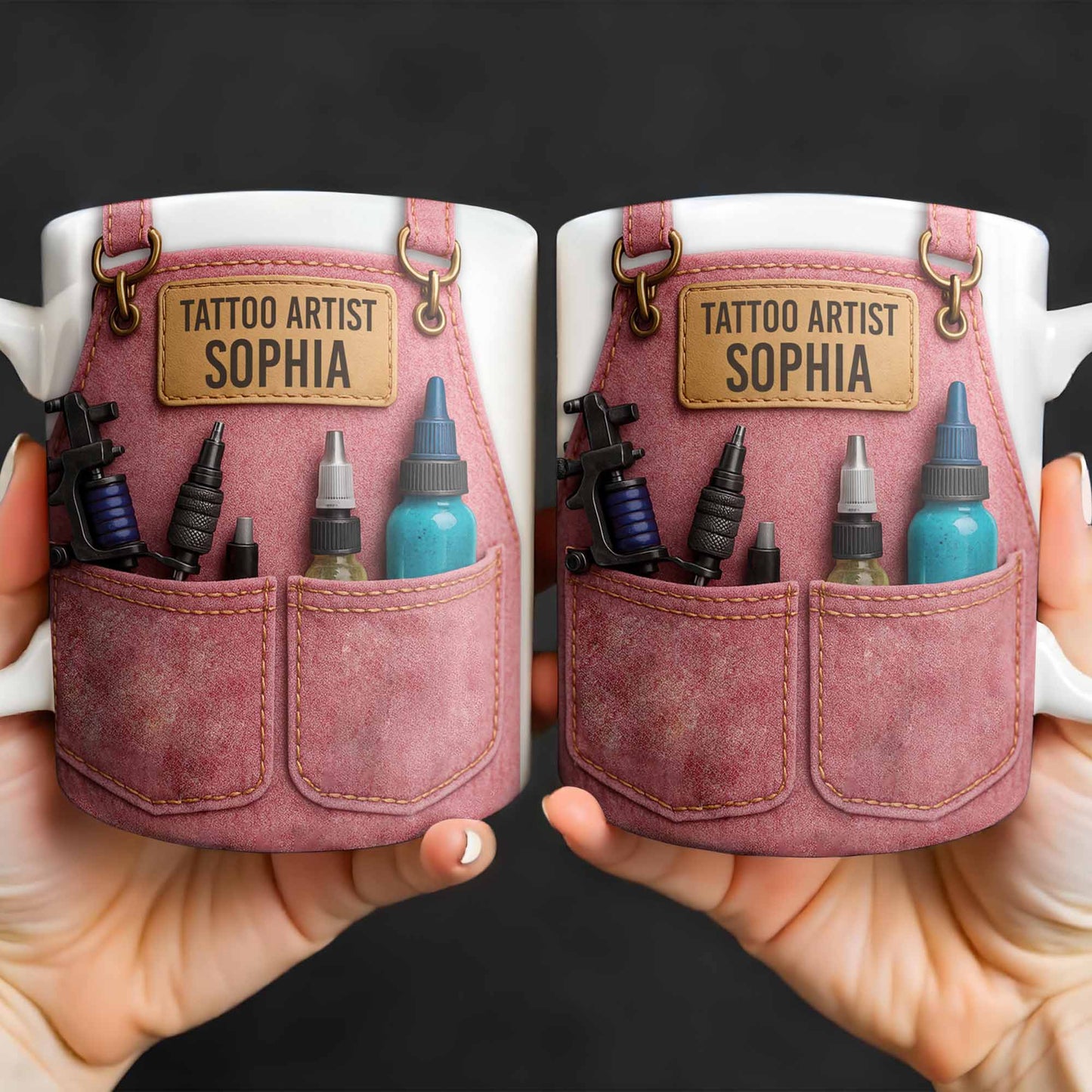 Tattoo Artist Customized Name With Tattoo Machines And Ink Bottles