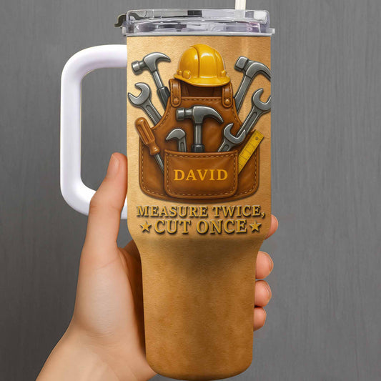 Measure Twice Cut Once With Tools And Hard Hat Design