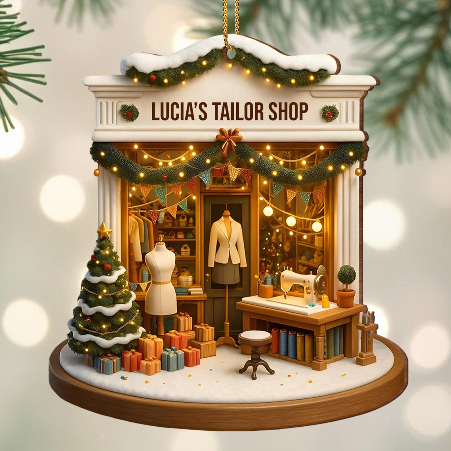 Holiday Spirit Tailor Shop Christmas Scene