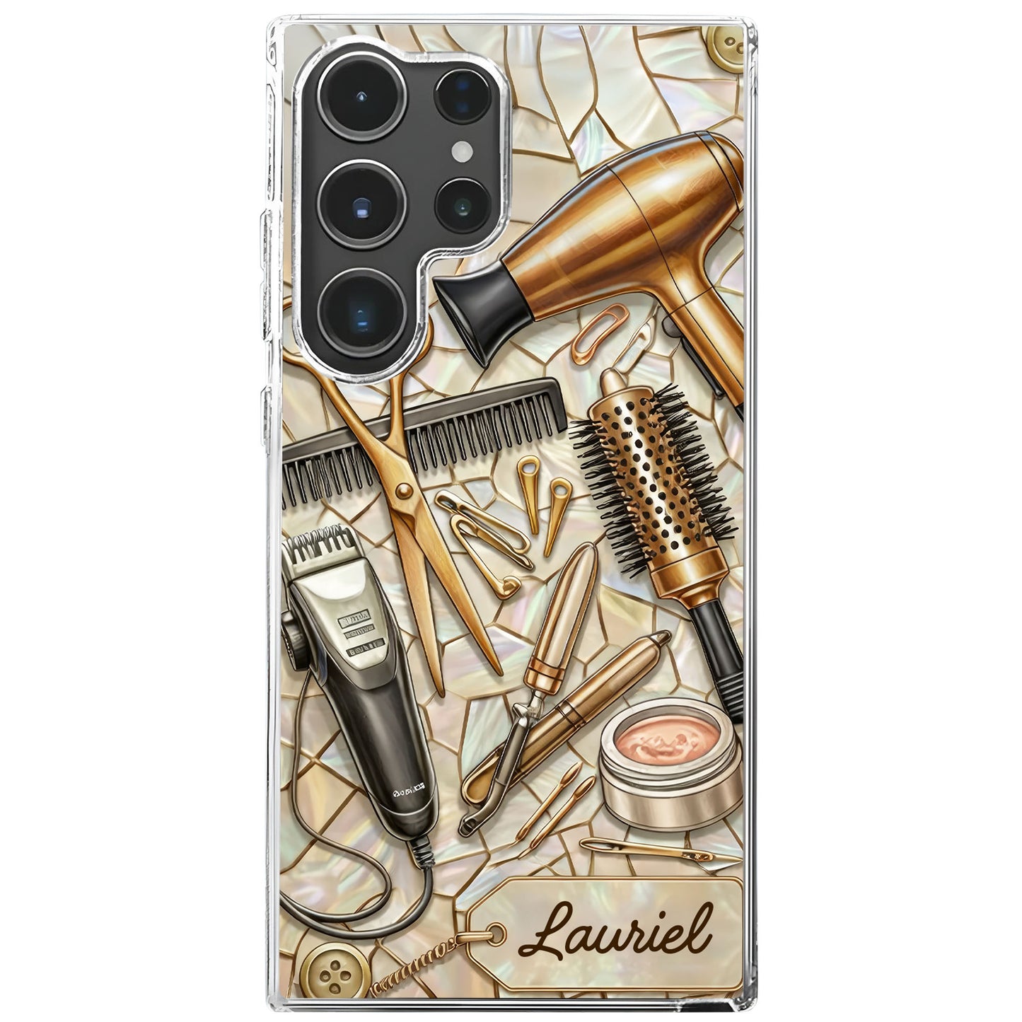 Salon Inspired Design Featuring Hair Scissors and Dryer