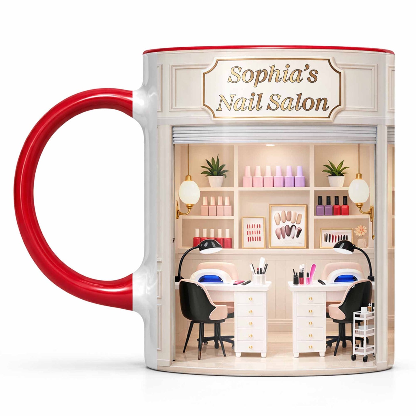 My Nail Salon Interior Scene With Polish Bottles - Personalized Custom Accent Mug - JBS123_AMUG