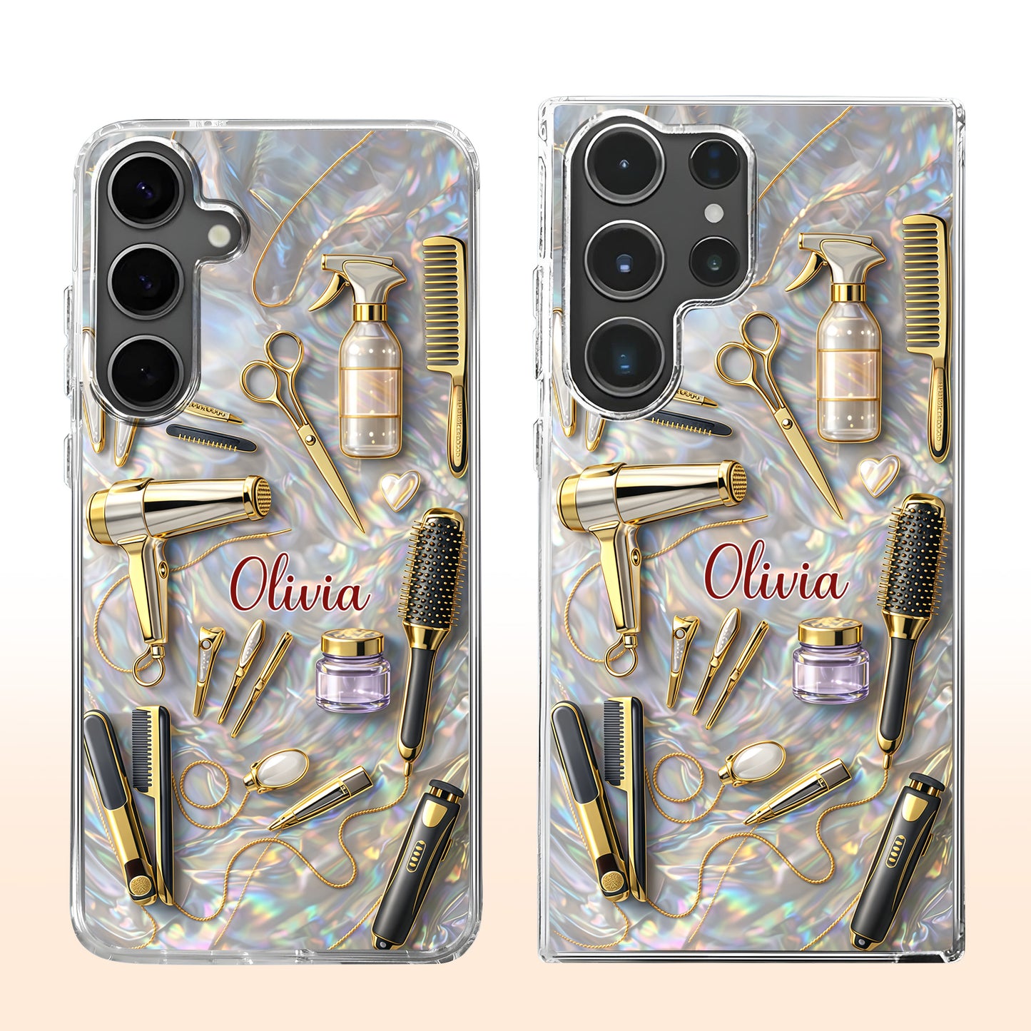 Styling With Passion And Elegance Gold Hair Salon Tools Pattern