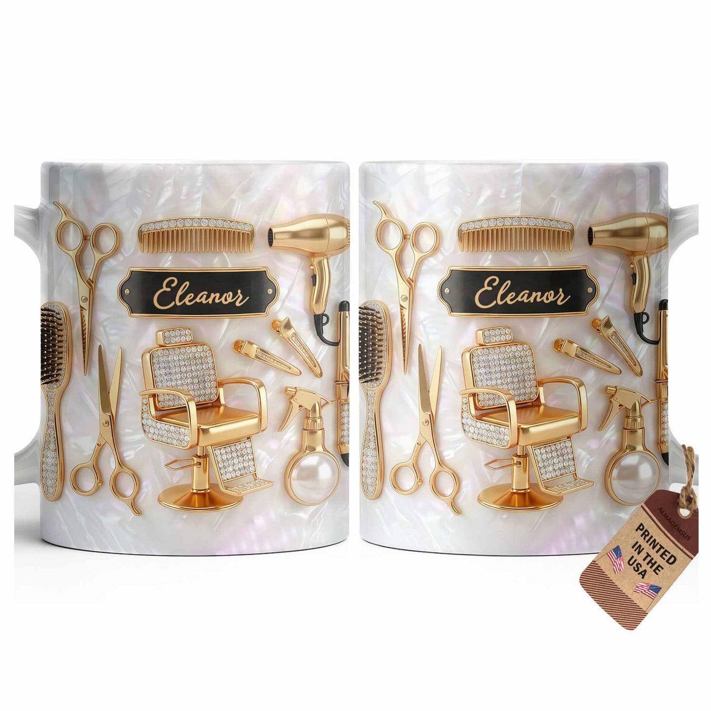 Master of Style Gold Salon Chair Scissors and Professional Hair Artistry - Personalized Custom Coffee Mug - JBS132_MG