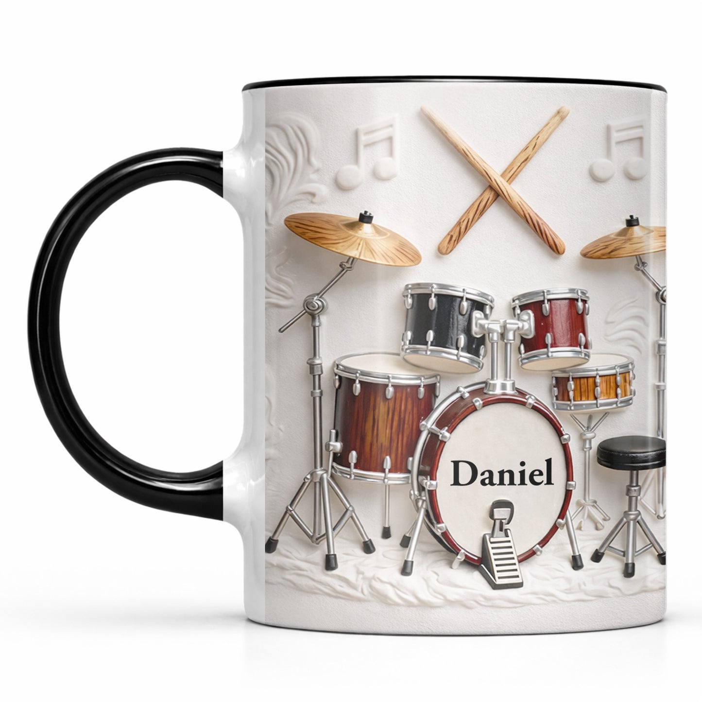 A Drummer's Heart Beats With Rhythm Custom Drum Set And Music Notes