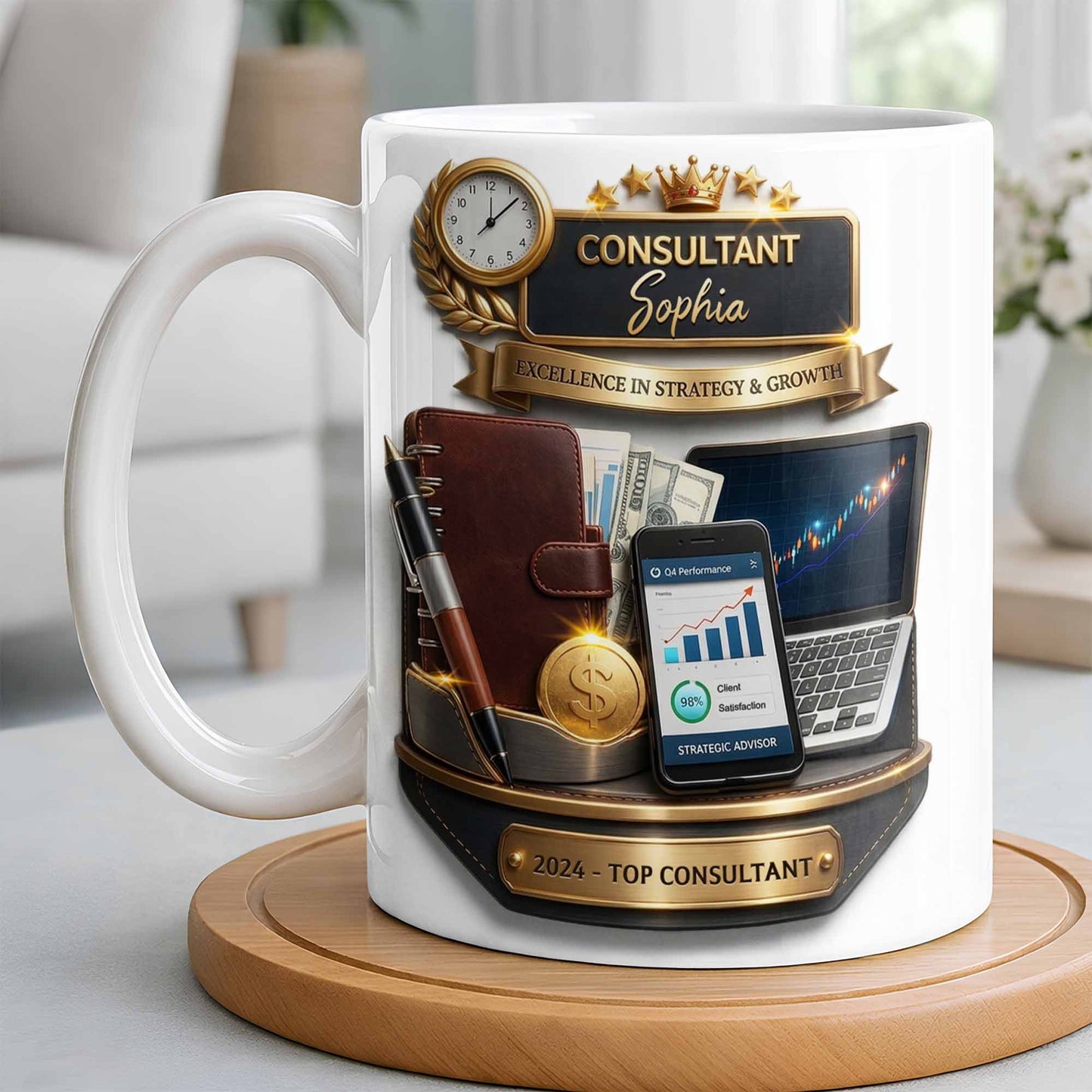 Consultant Excellence In Strategy And Growth With Professional Business Objects - Personalized Custom Coffee Mug - JBS205_MG