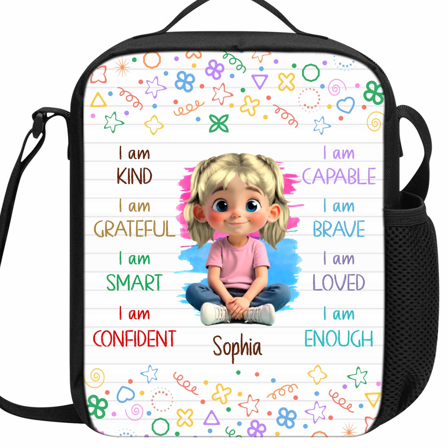 I Am Kind, Grateful, Smart, Loved Lunch Bag Design