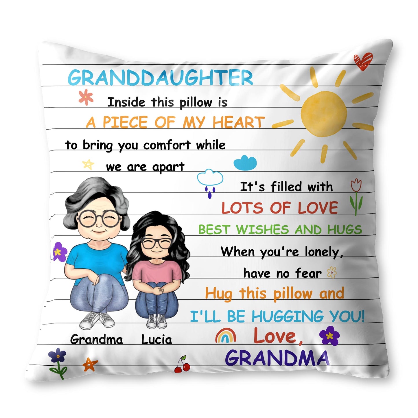Comfort Pillow With Loving Message From Grandma