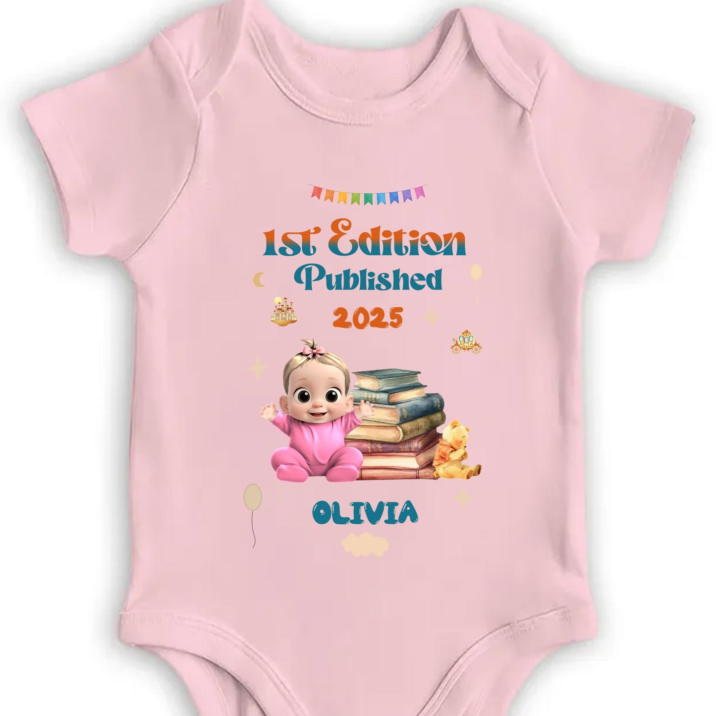 1st Edition Published 2025, Baby With Books and Teddy Bear