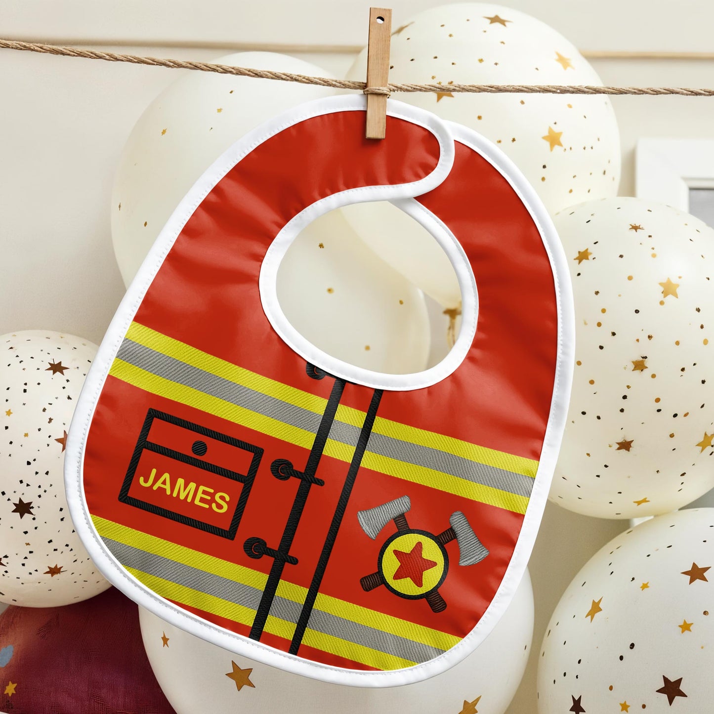 Personalized Firefighter-Themed Baby Bib