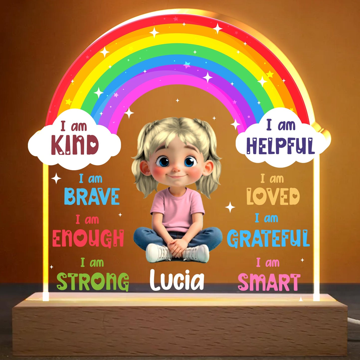 I am Kind, I am Brave, I am Loved, Rainbow and Little Girl