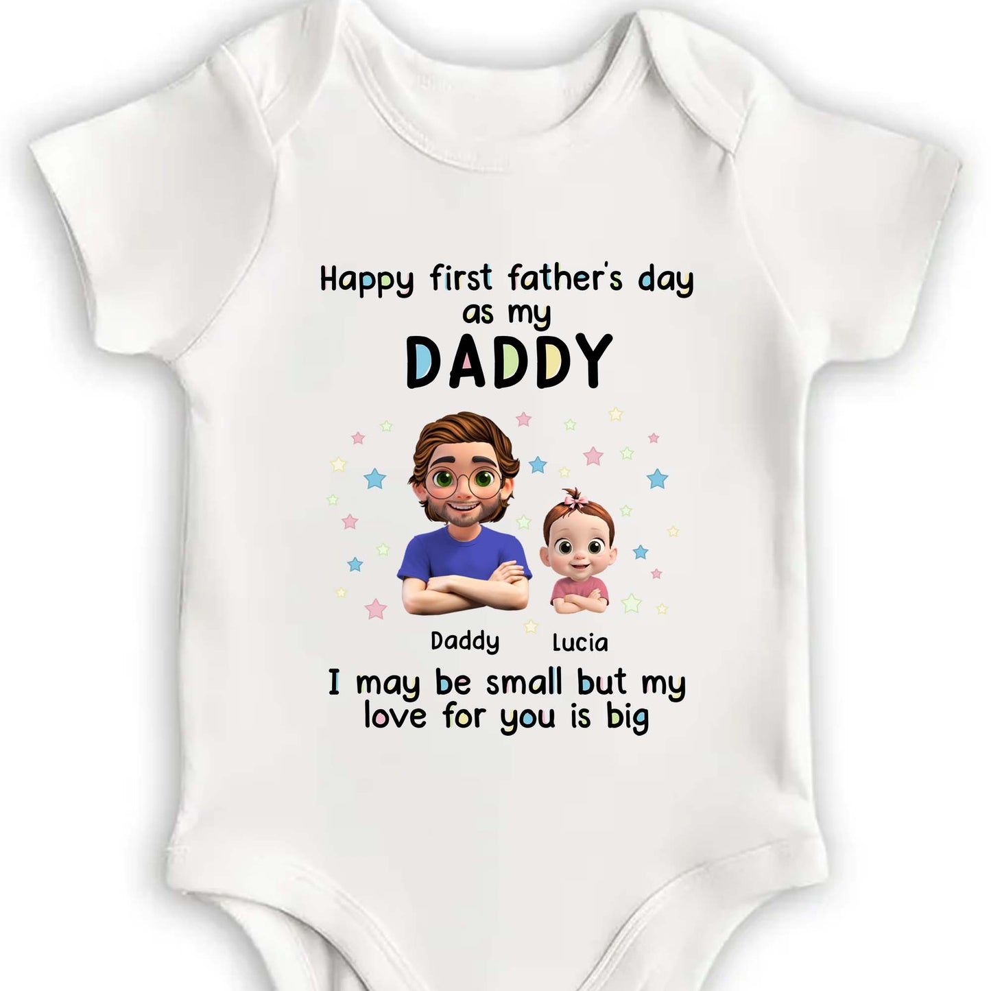 Happy First Father's Day As My Daddy, Stars And Cartoon Figures