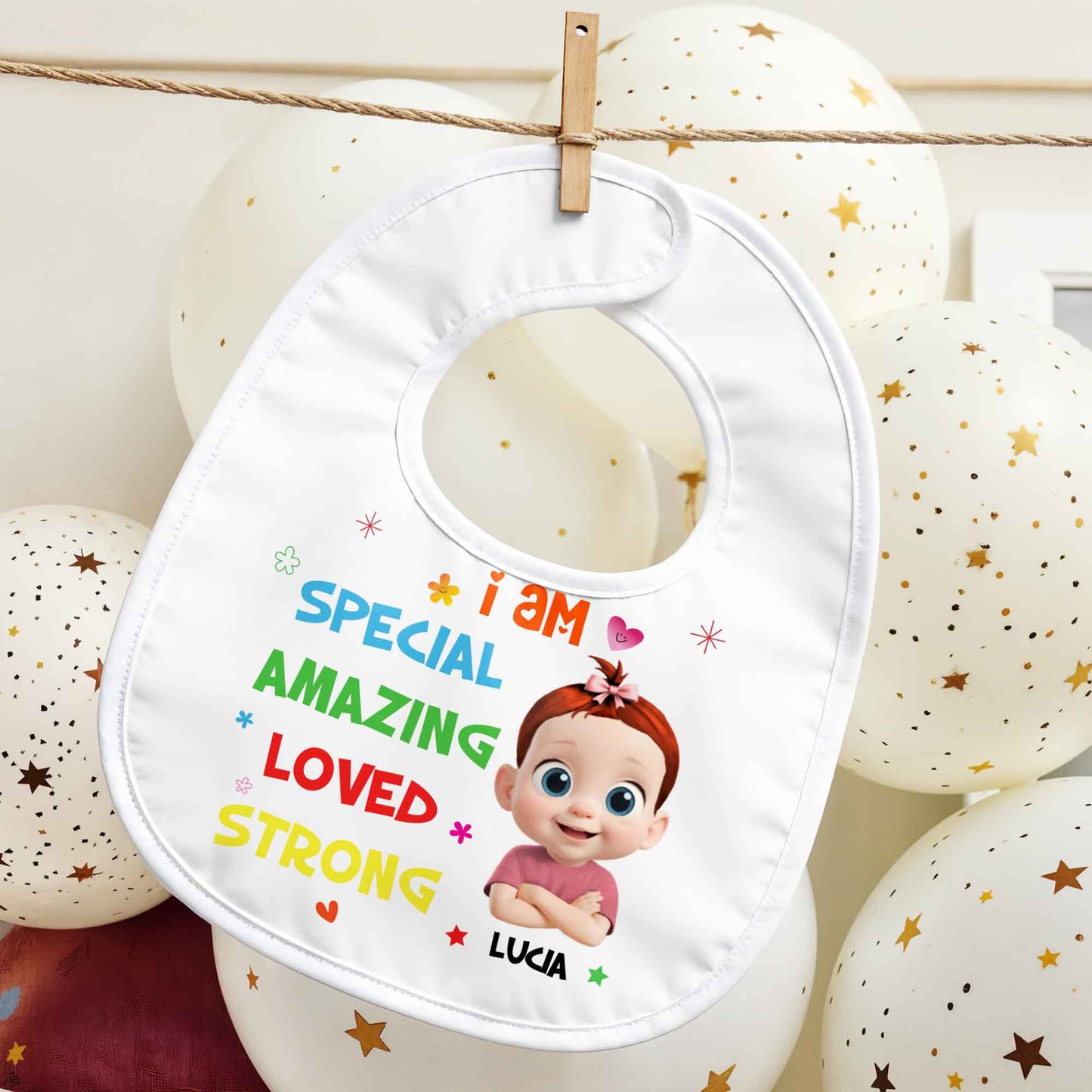 I Am Special, Amazing, Loved, Strong Baby Bib