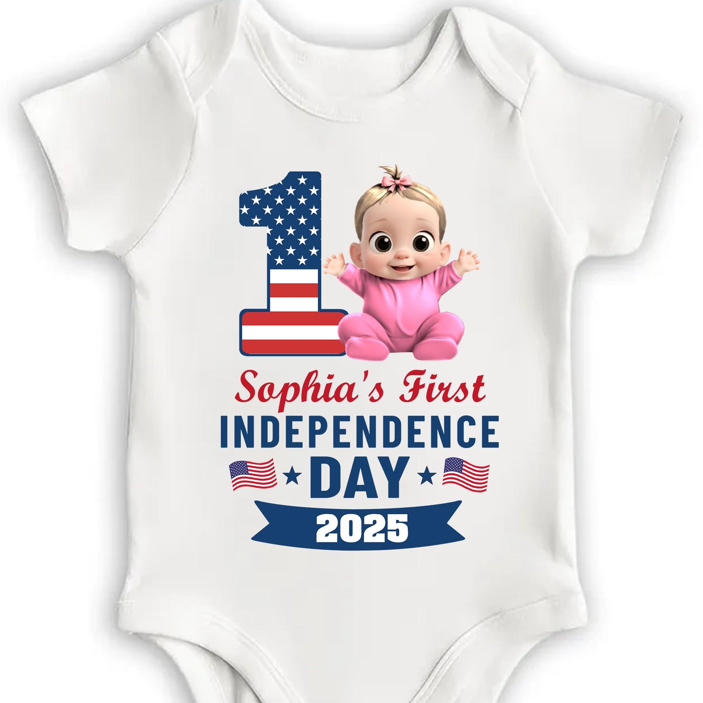 First Independence Day With Cute Baby And American Flag