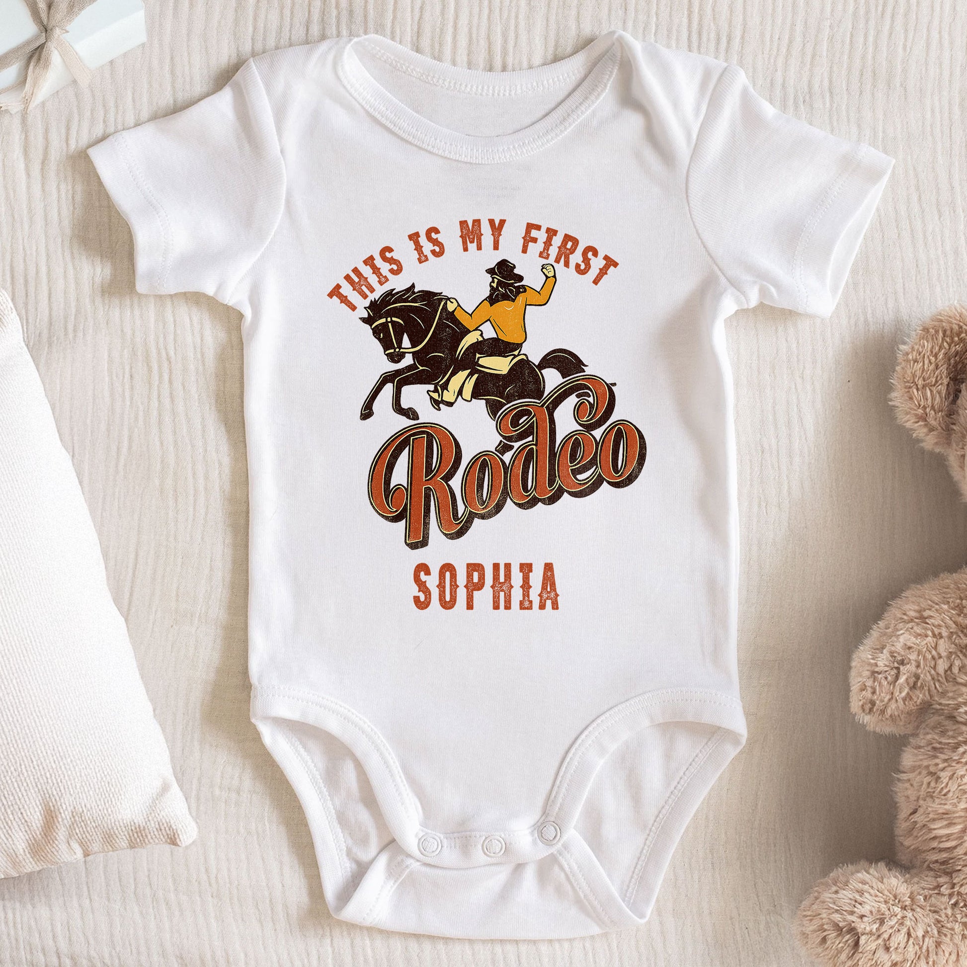 This Is My First Rodeo Cowboy Horse Baby Onesie
