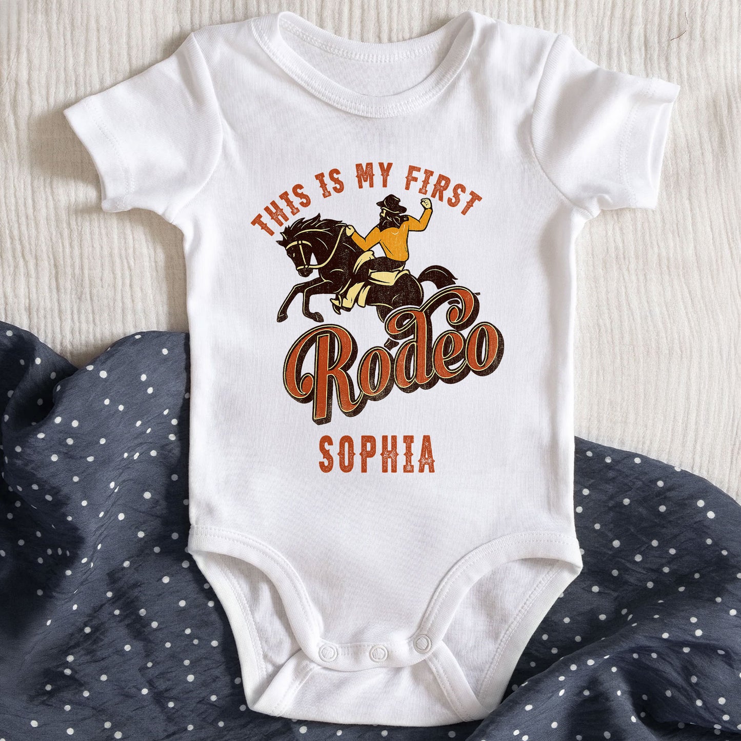 This Is My First Rodeo Cowboy Horse Baby Onesie