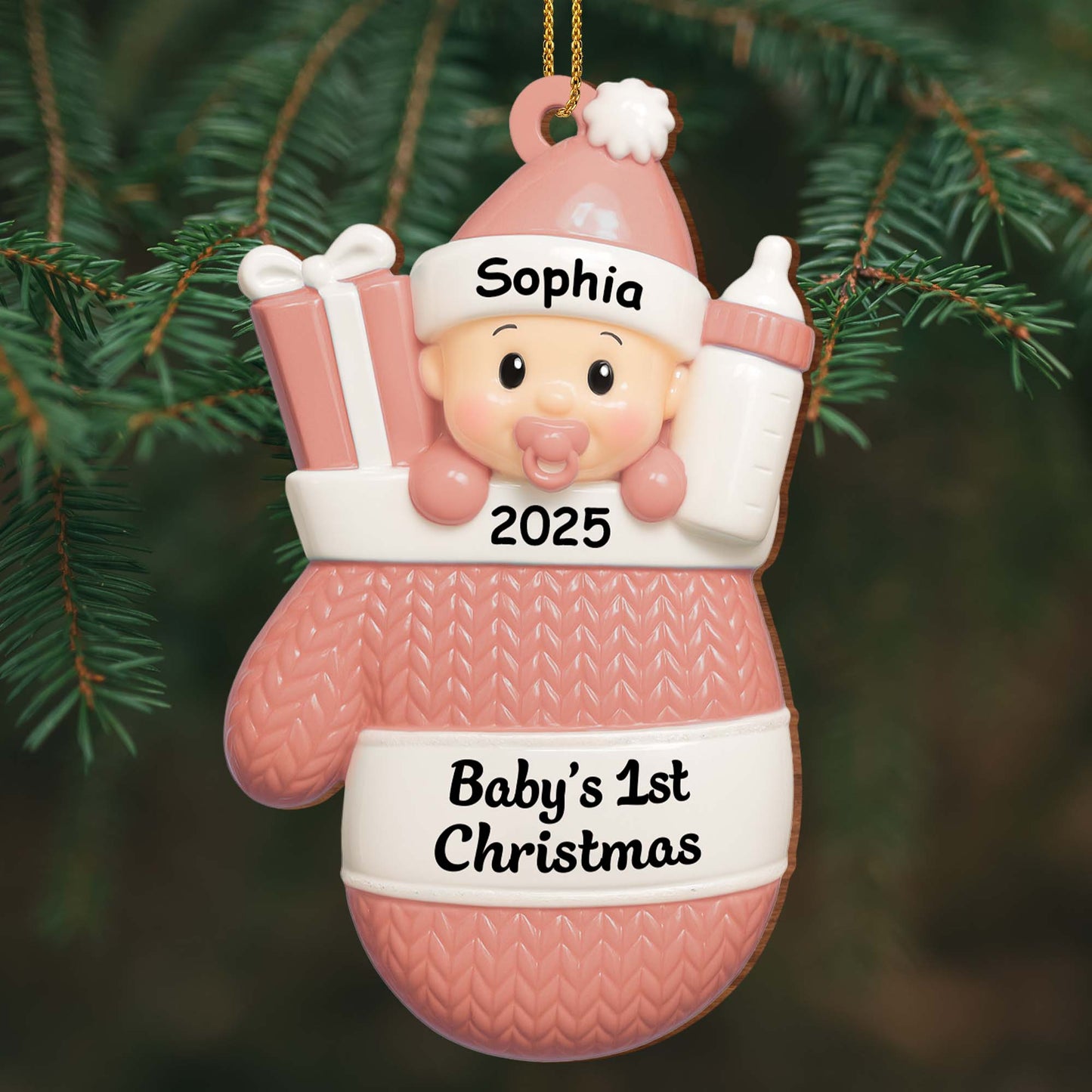 Baby's 1st Christmas, Baby With Gifts And Milk Bottle