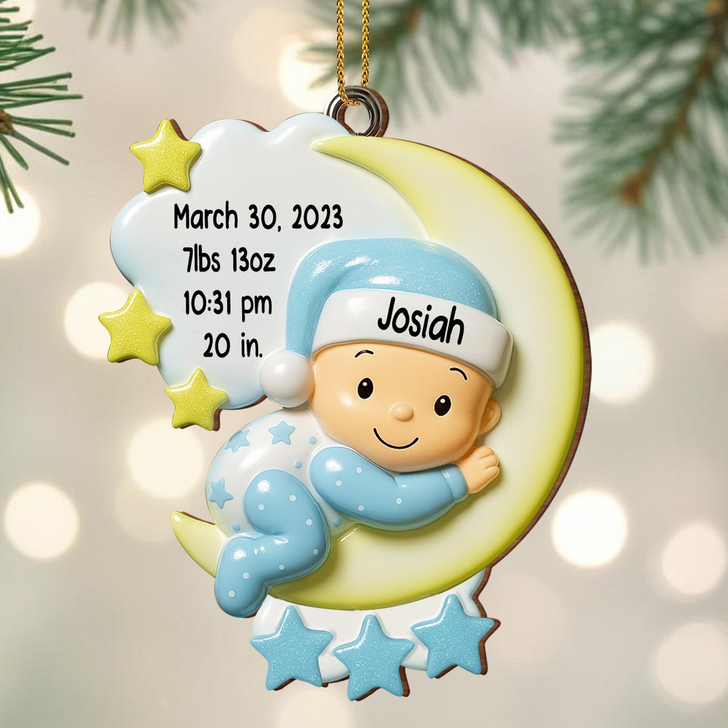 Celebra los momentos especiales de tu pequeña estrella - Adorno de madera personalizado, forma personalizada - KID194_WDO