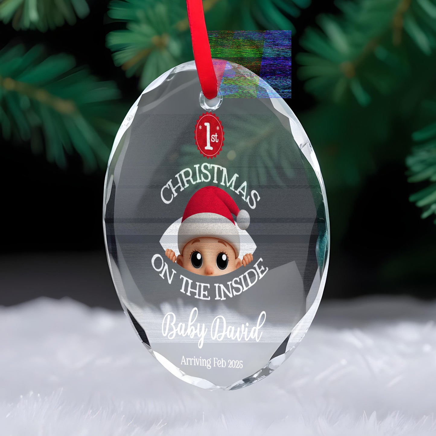 1st Christmas On The Inside With Baby In Santa Hat