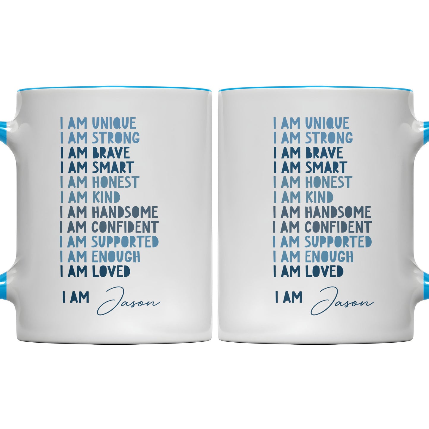 I Am Unique, I Am Strong, Inspirational Words Accent Mug
