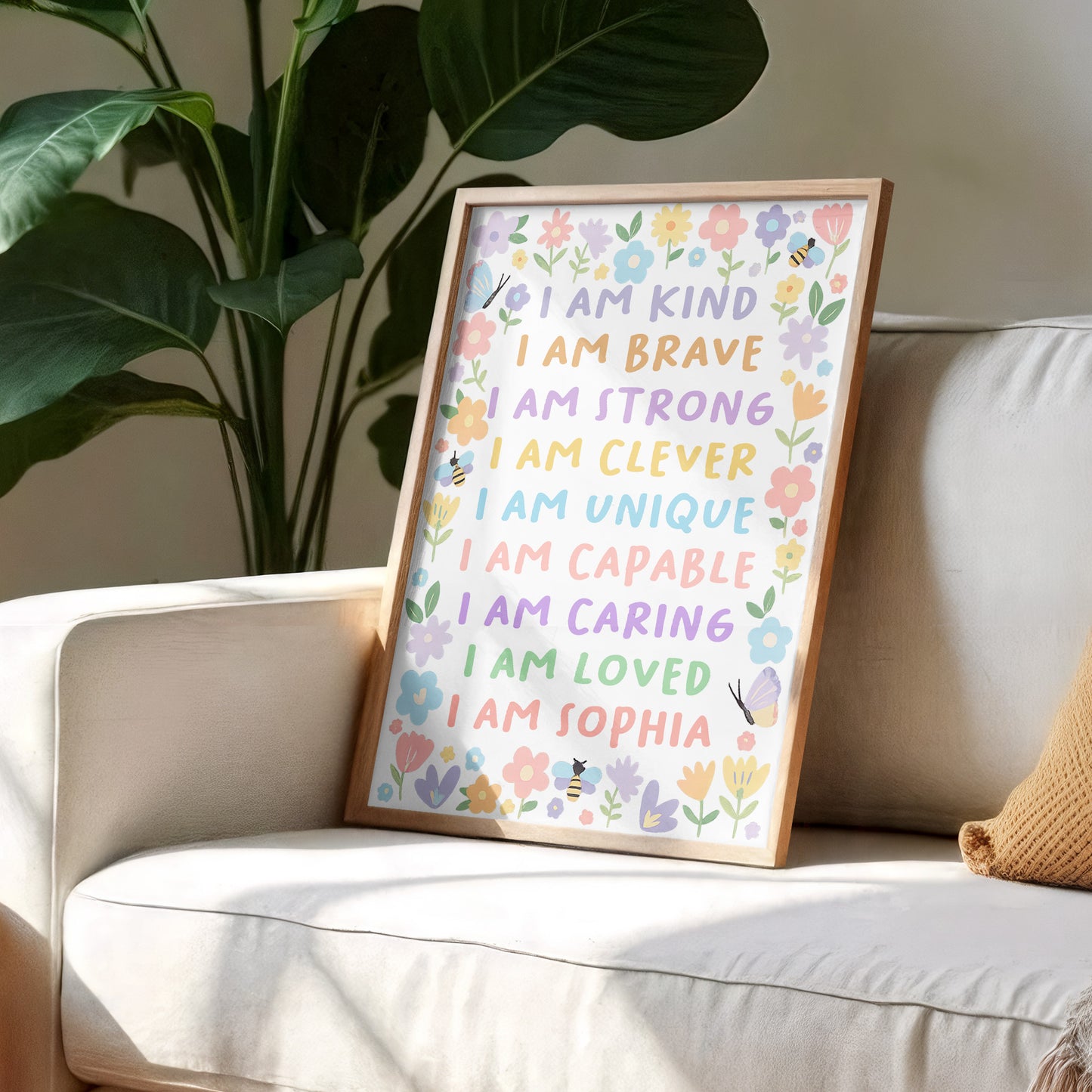 I Am Kind, I Am Brave, I Am Strong, Positive Affirmation Poster