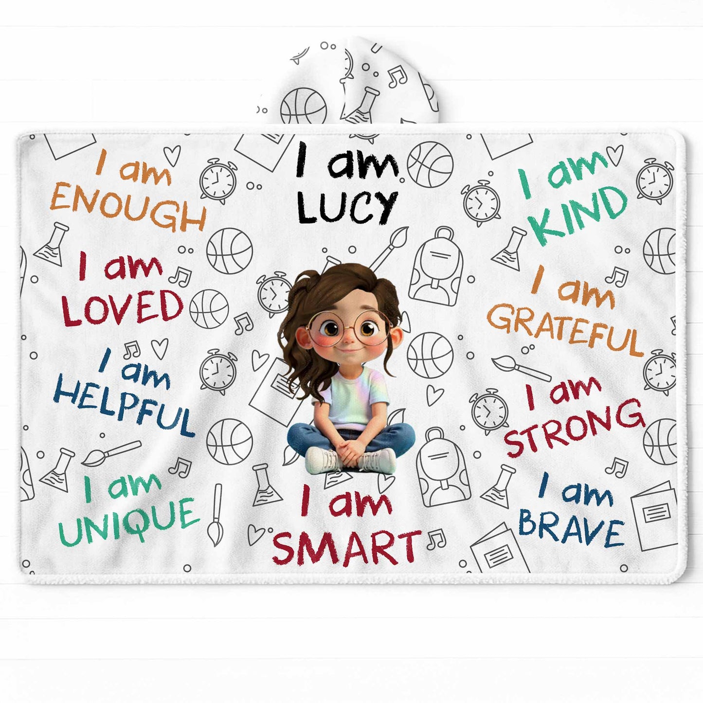 I Am Enough, I Am Loved, School Supplies Blanket