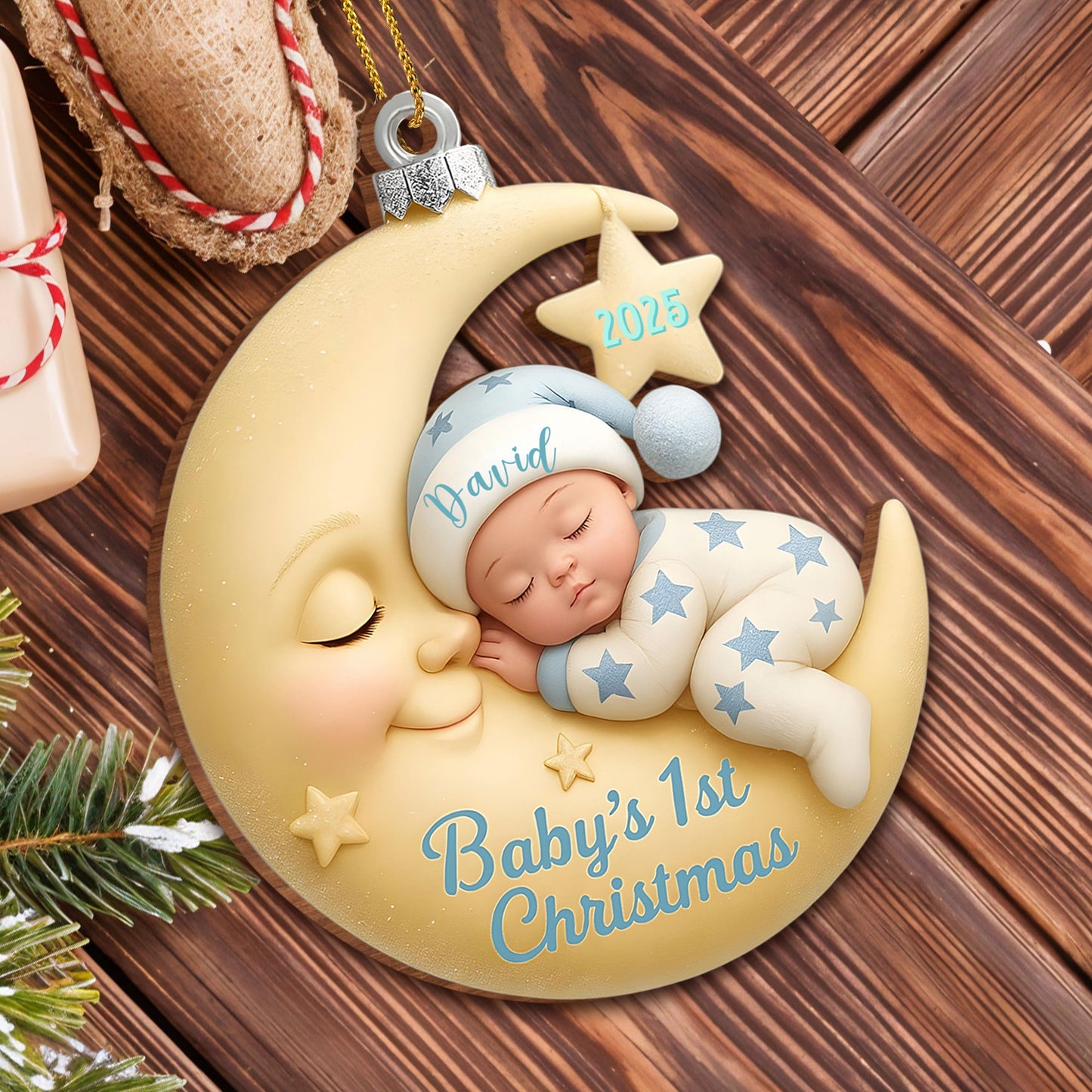 Baby's 1st Christmas, Moon and Stars