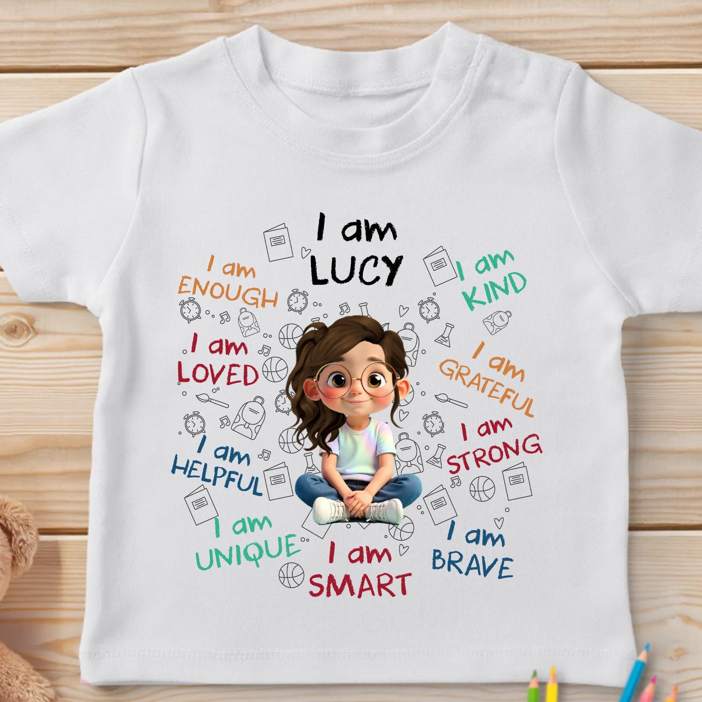 I Am Enough, Loved, Kind, Positive Affirmation T-shirt For Kids - Personalized Custom Youth T-shirt - KID243_WYOU