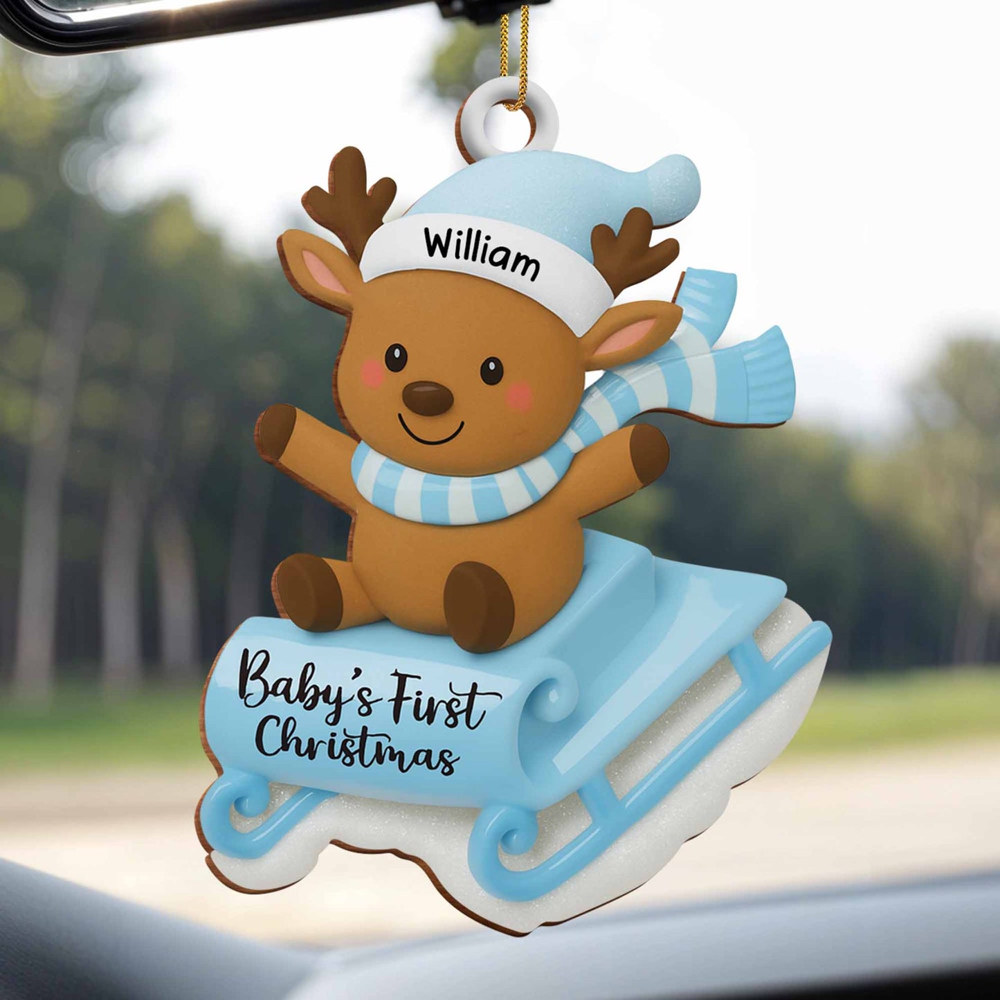 Baby's First Christmas With Reindeer On Sled