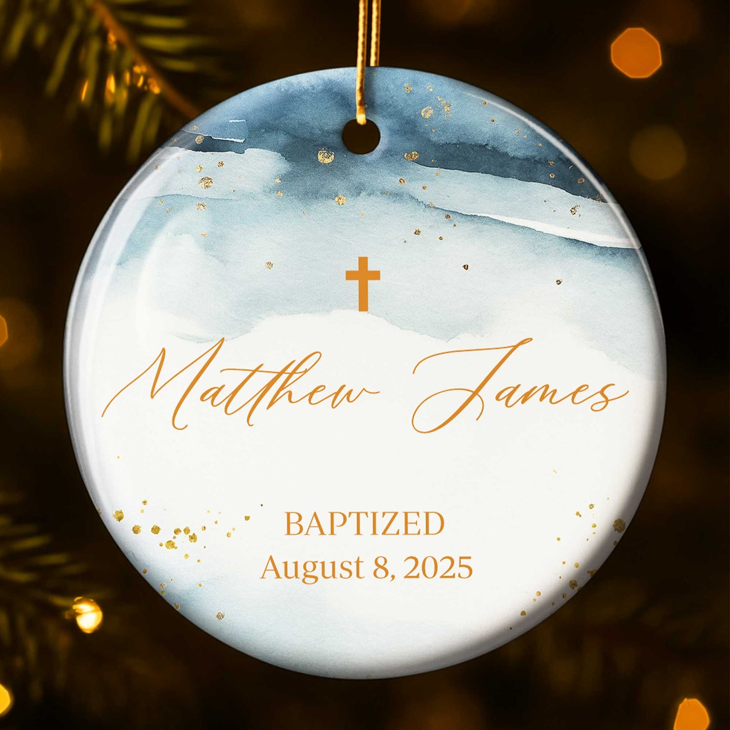 Baptized August 8 Custom Year With Cross And Clouds