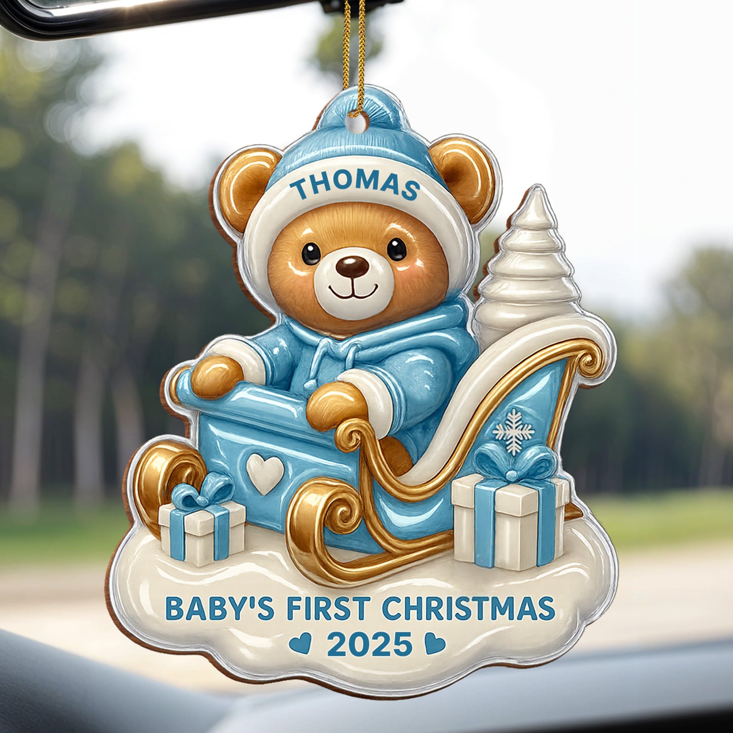 Baby's First Christmas Teddy Bear On Sleigh