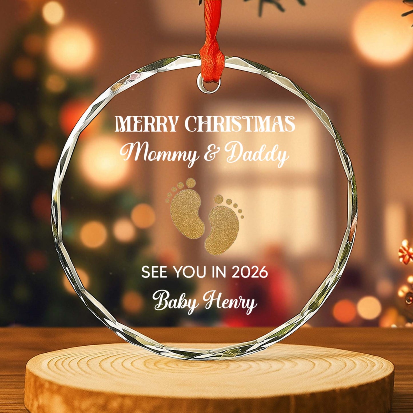 Merry Christmas Mommy & Daddy With Baby Footprints