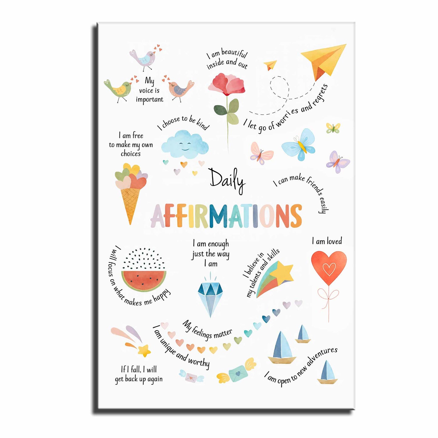 Daily Affirmations Colorful Inspirational Poster