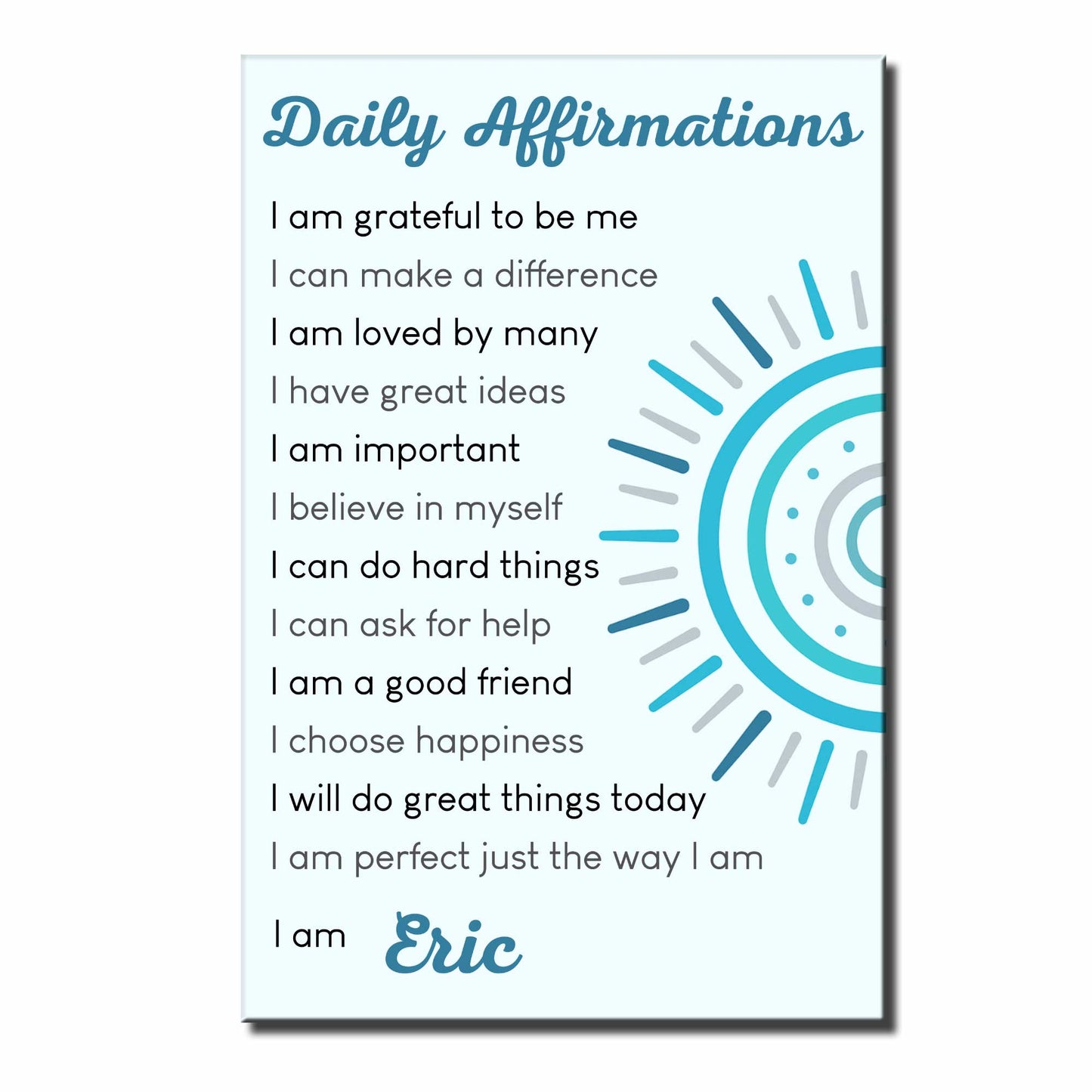 Daily Affirmations Of Self-Confidence And Positivity With Sun Design