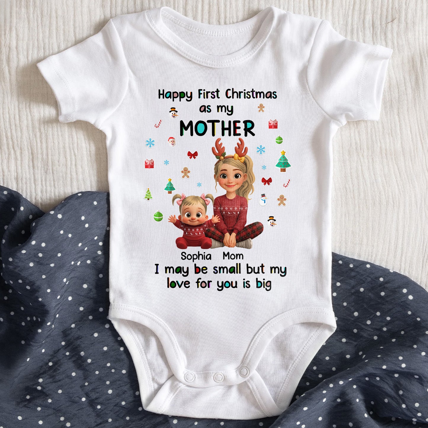 Happy First Christmas As My Mother, Reindeer and Christmas Trees