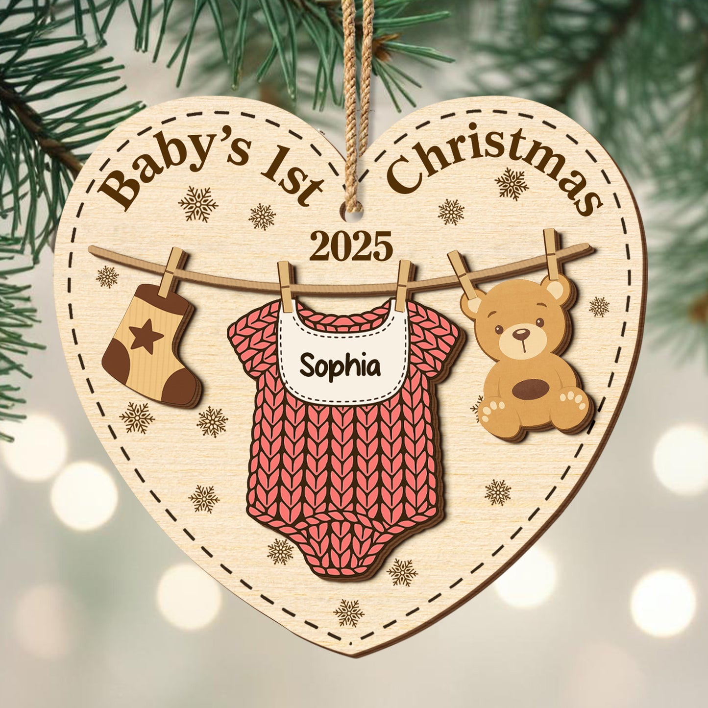 Baby's 1st Christmas, Teddy Bear and Stocking Ornament