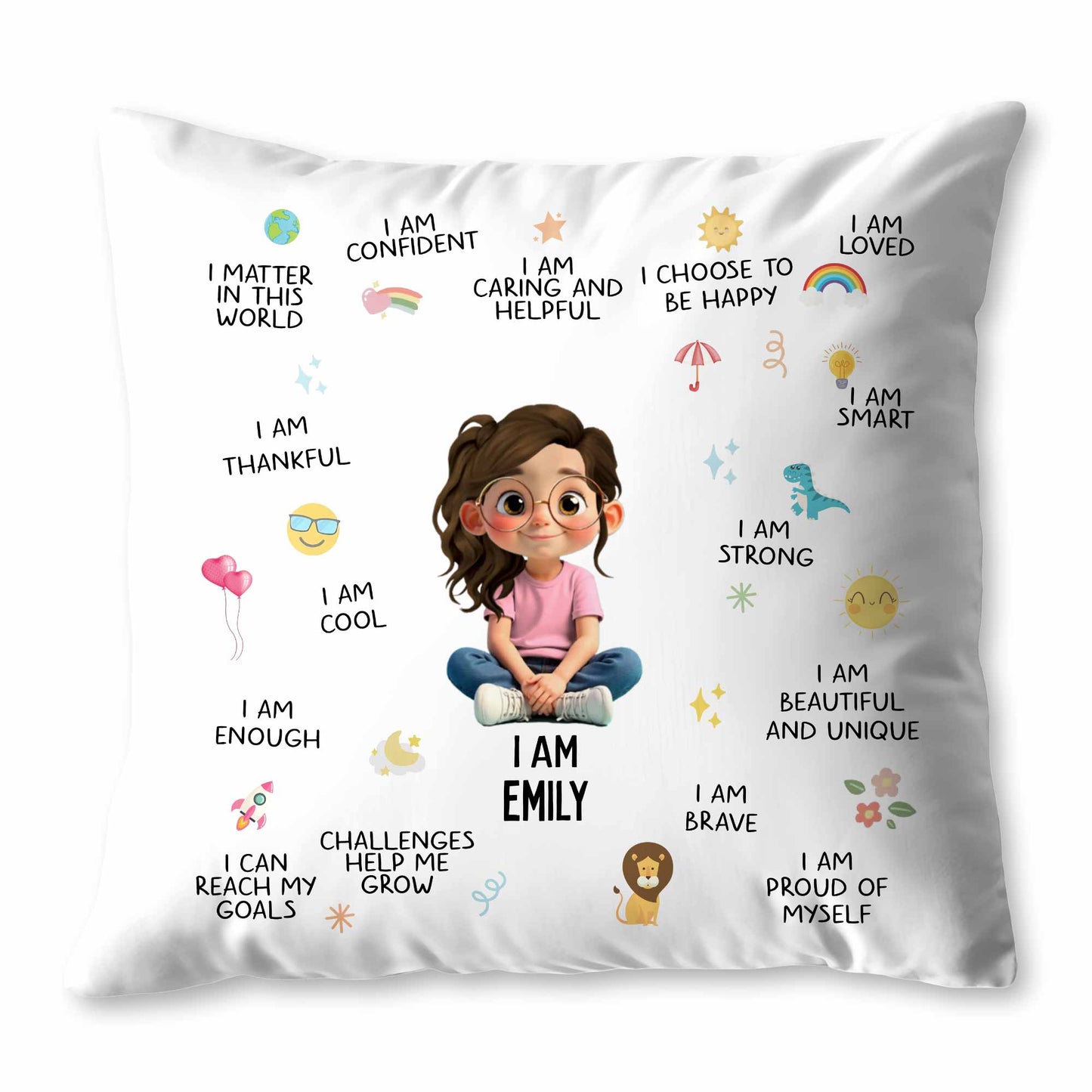 I Am Confident, I Choose To Be Happy, Encouraging Positive Thoughts Pillow - Personalized Custom Pillow, Insert Included - KID324_PLW