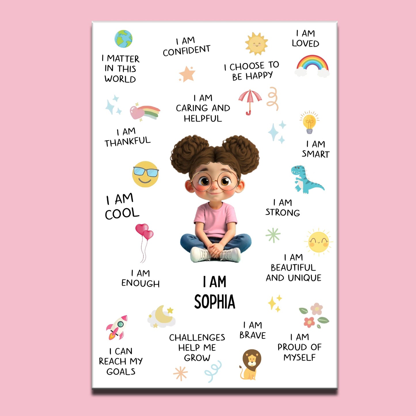 I Am Confident, Brave, And Beautiful Custom Poster - Personalized Custom Vertical Poster - KID324_VPOS