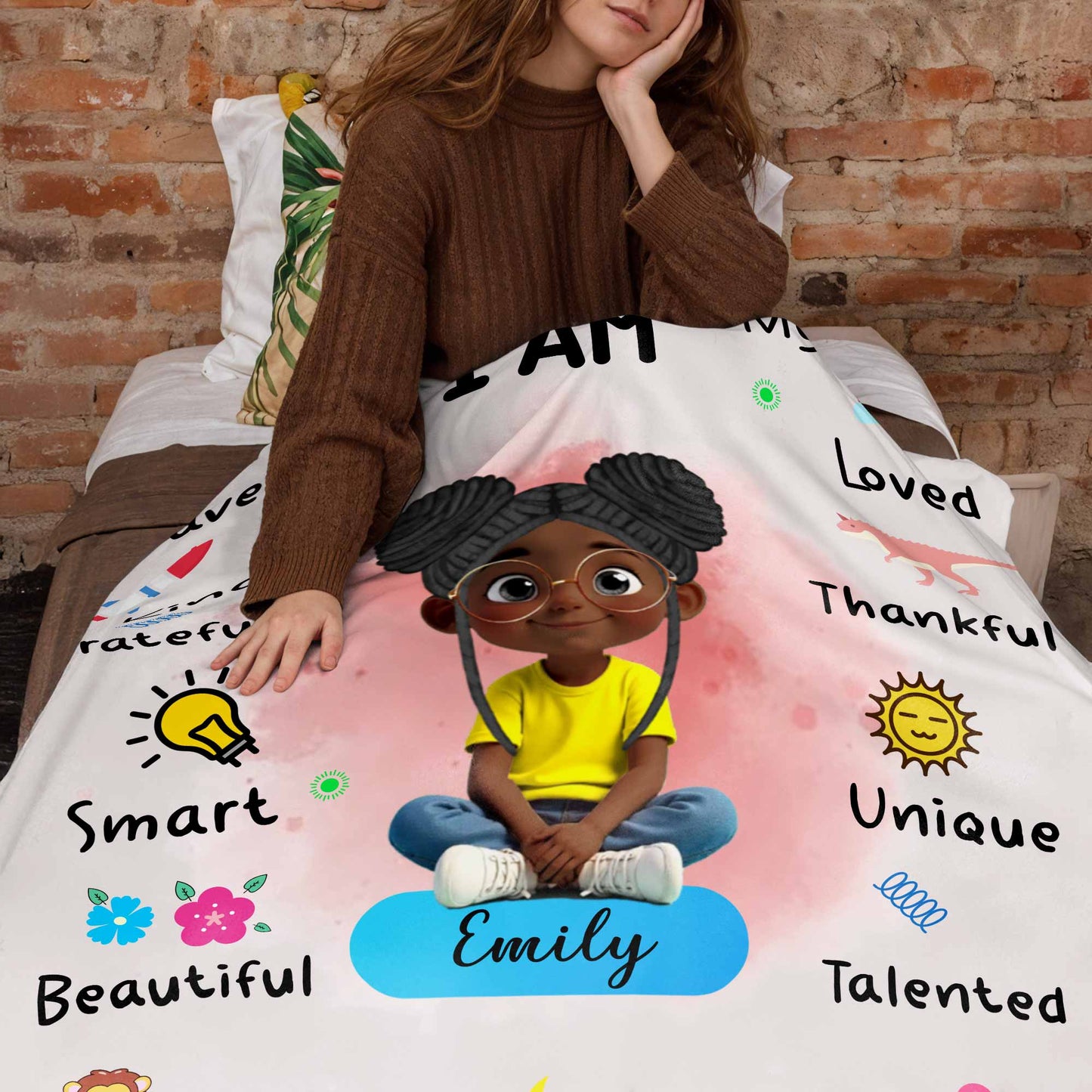 I Am Brave, Kind, Grateful Smart Beautiful Blanket