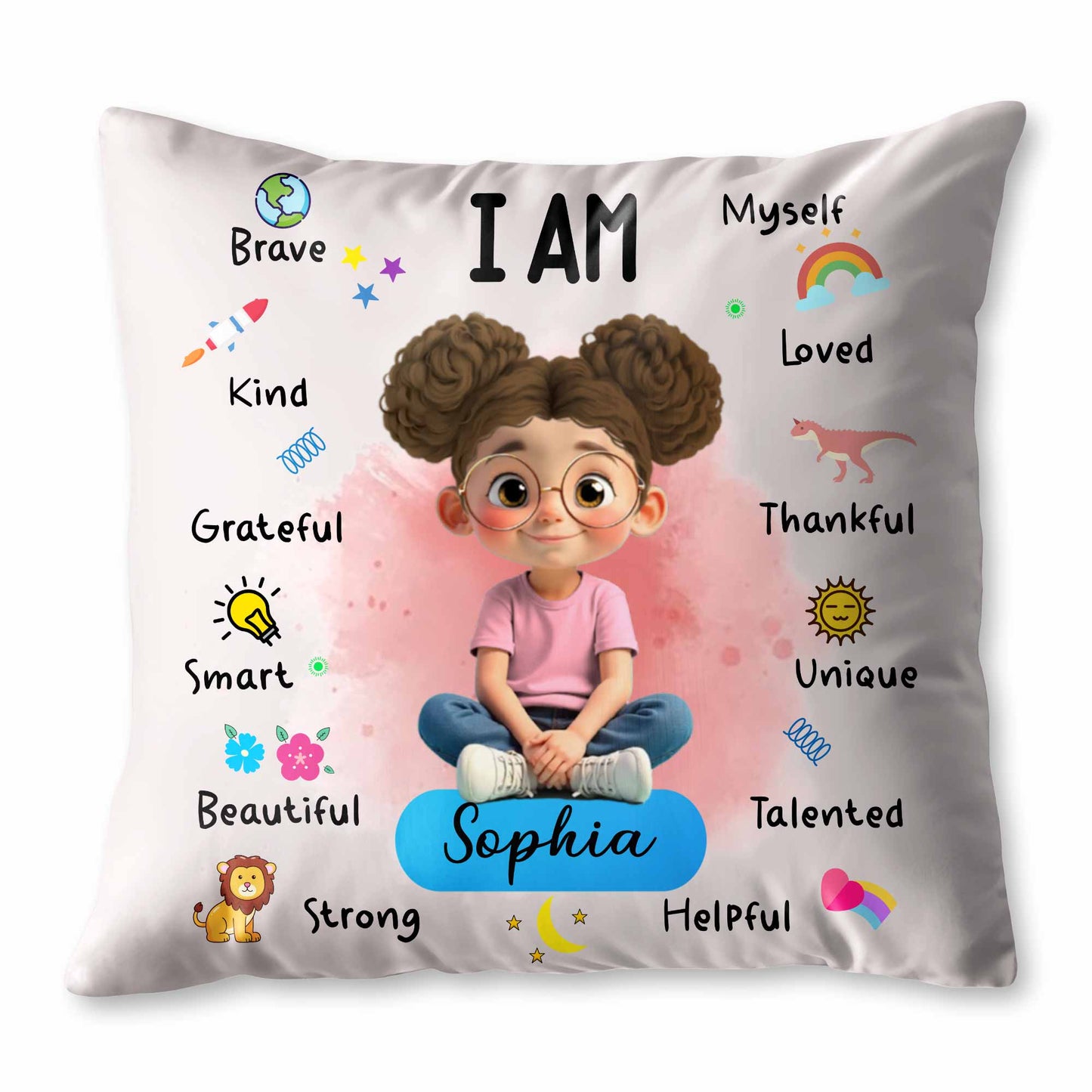 I Am Brave Kind Beautiful, Positive Affirmations Pillow