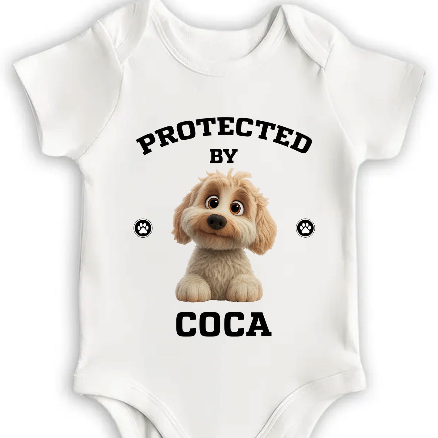 Protected By COCA With Cute Dog And Paw Prints
