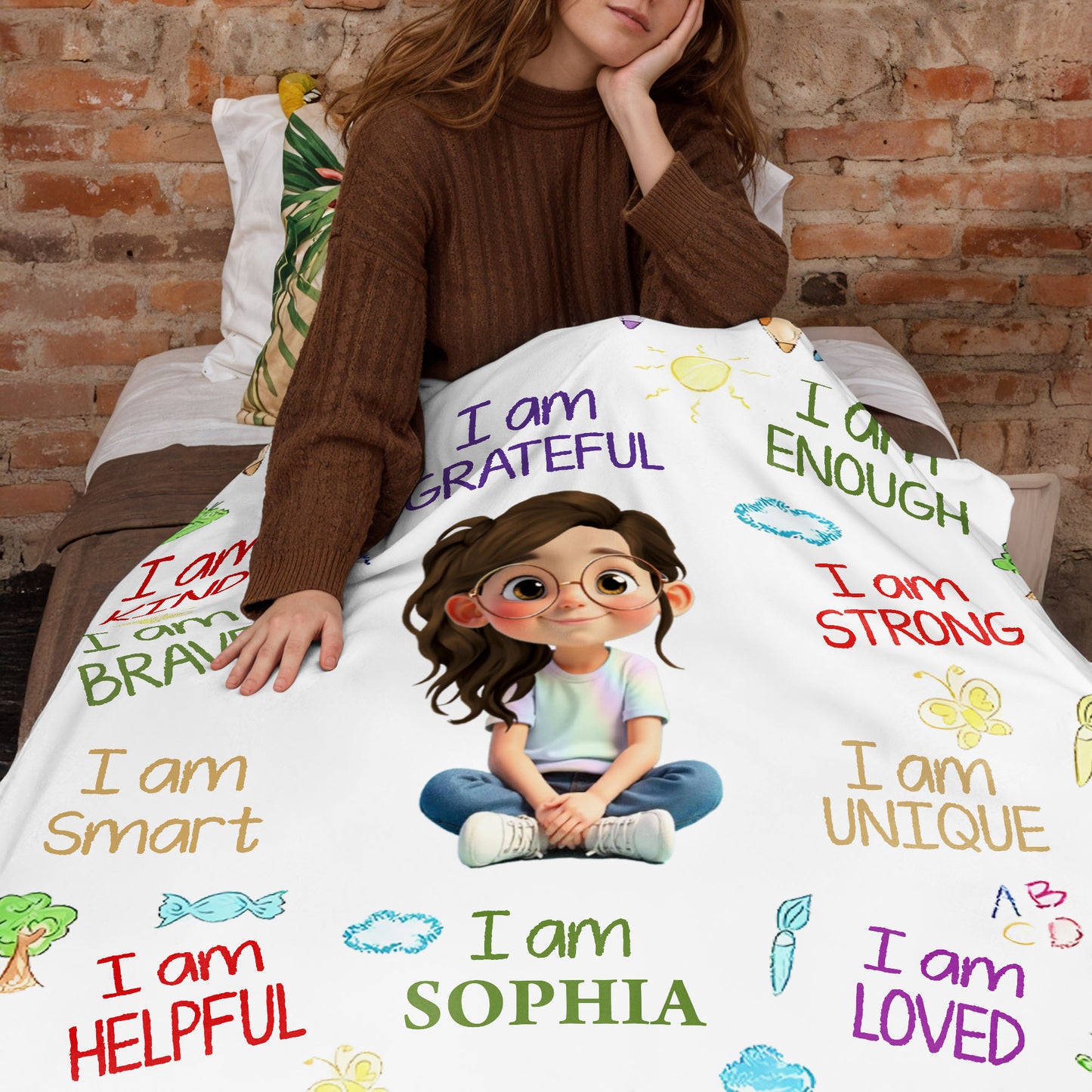 I Am Kind, I Am Grateful, Custom Positive Affirmations Blanket