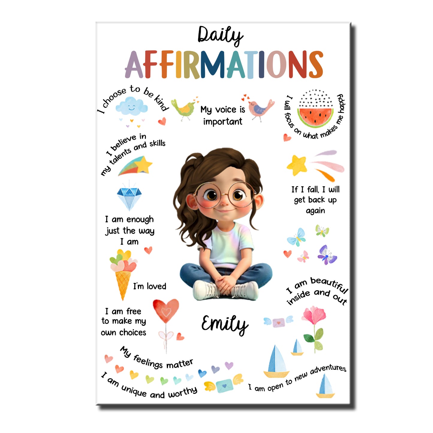 Daily Affirmations, Belief In Talents And Skills - Personalized Custom Vertical Poster - KID340_VPOS