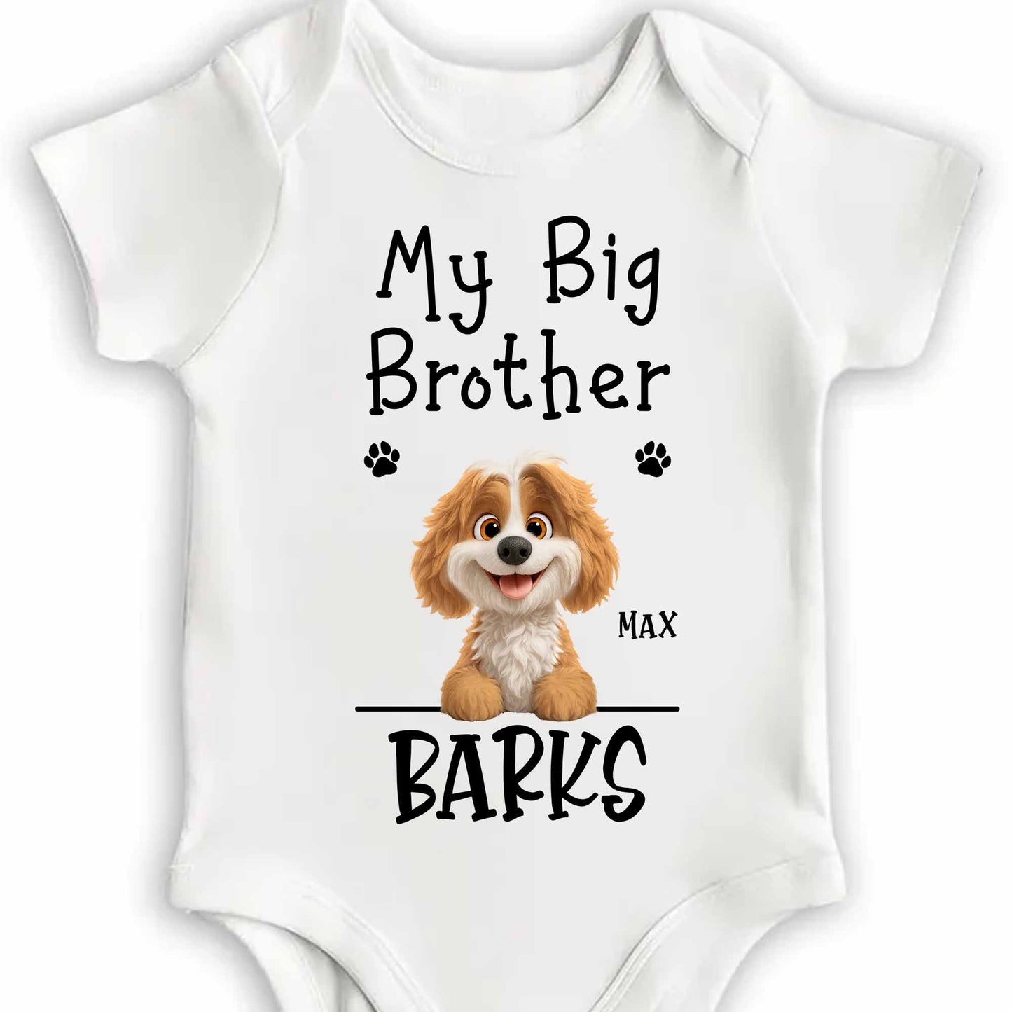 My Big Brother Barks With Cute Dog And Paw Prints