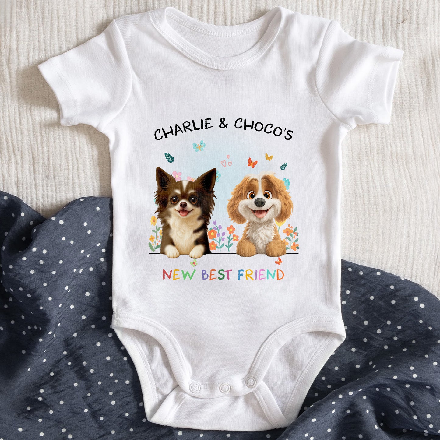 New Best Friend With Cute Dogs And Butterflies