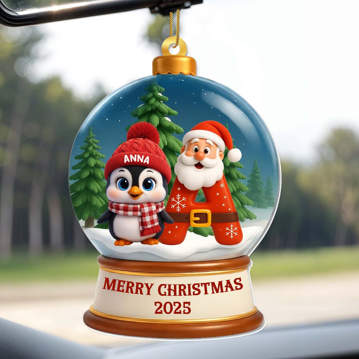 Merry Christmas With Santa Claus And Penguin - Personalized Custom Acrylic Ornament, Christmas Gift - KID453_ACO