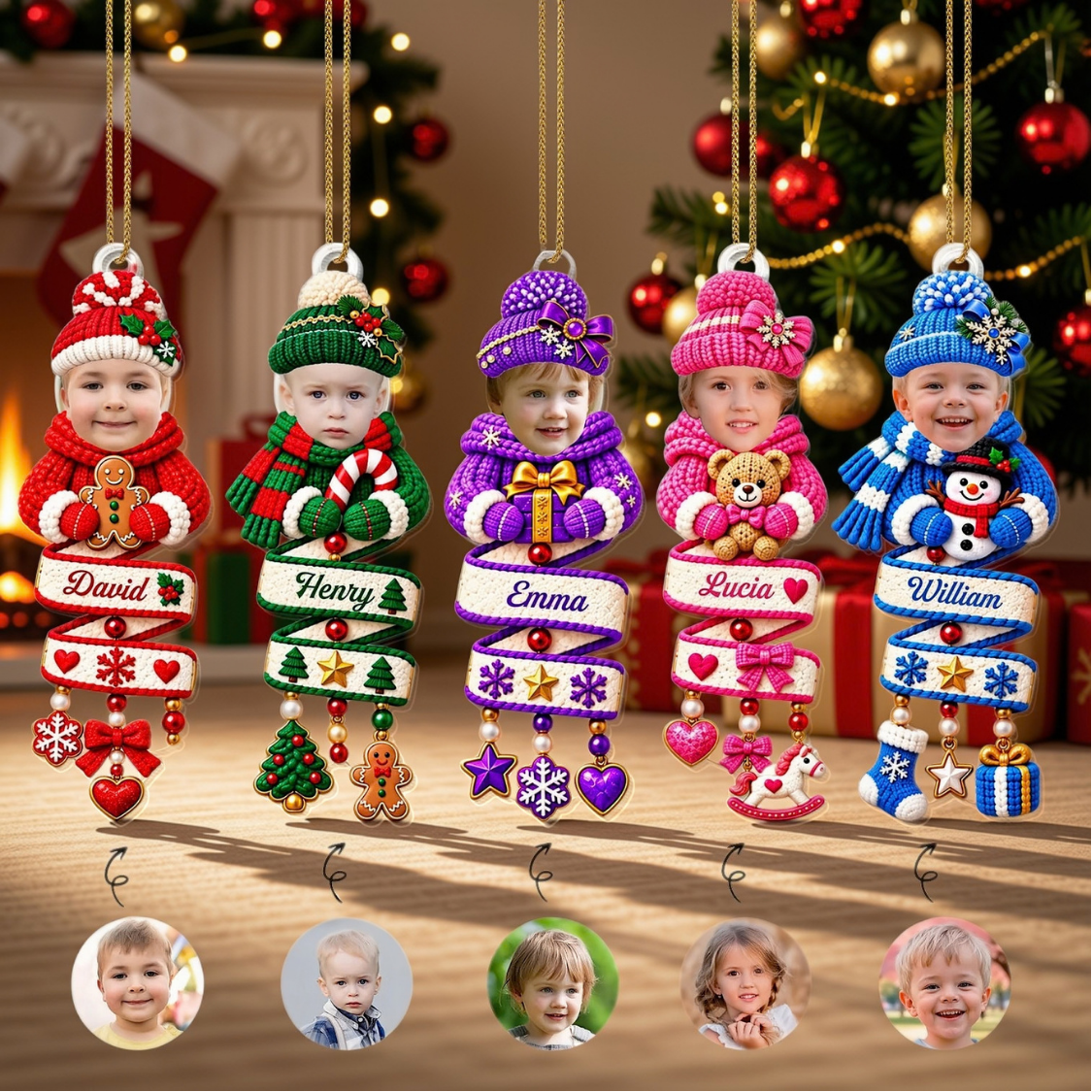 Our Little Blessings Christmas Kids Photo Beanie And Scarf Ornament - Personalized Custom Acrylic Ornament, Christmas Gift - KID968_ACO